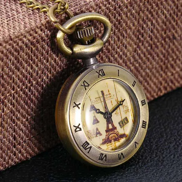 Старинный Париж Эйфелева башня циферблат кварцевые карманные часы модные