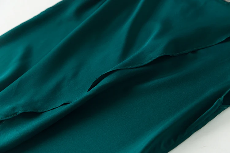 Темно-зеленая шелковая блузка 100% натуральный шелк Женские Элегантные рубашки