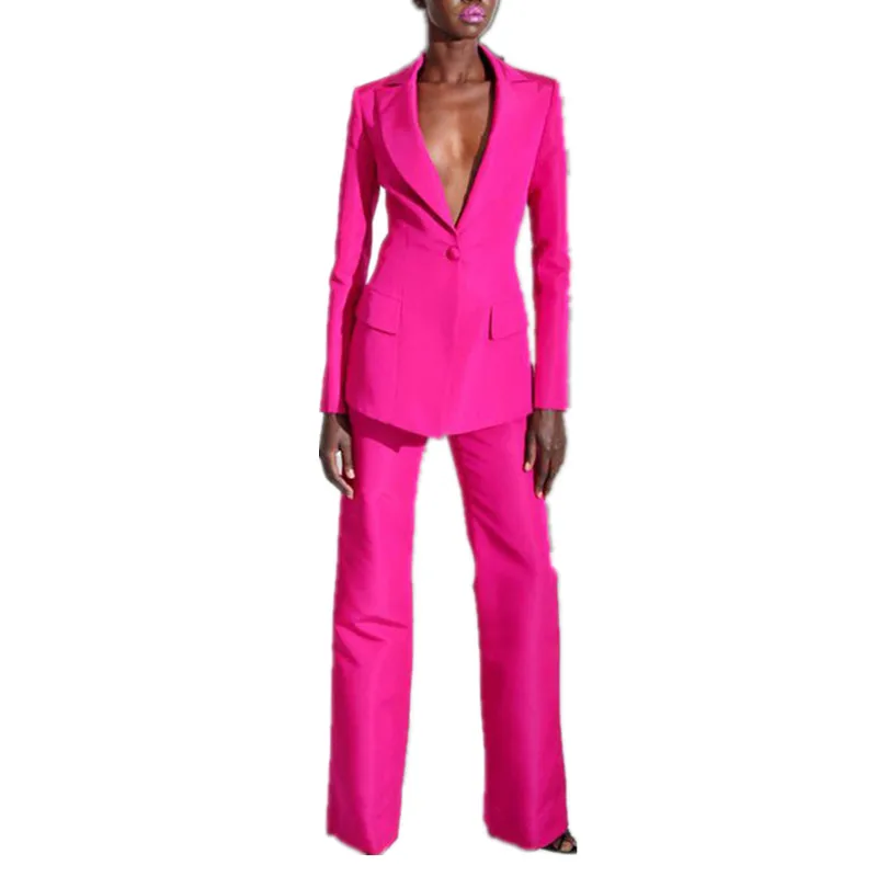 

One Button Office Lady Suit Lady Uniform Women Business Outfits Custom Made Pants Blazer Jacket & Zipper Trouser Summer Slim Fit