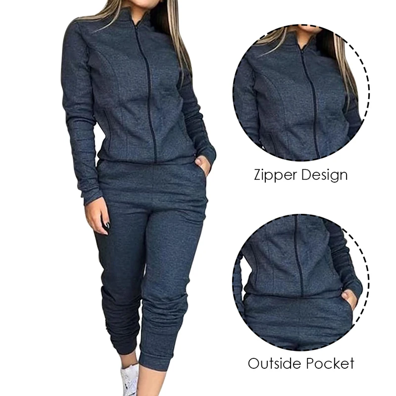 Осень 2019 женский модный однотонный спортивный костюм спортивные толстовки с