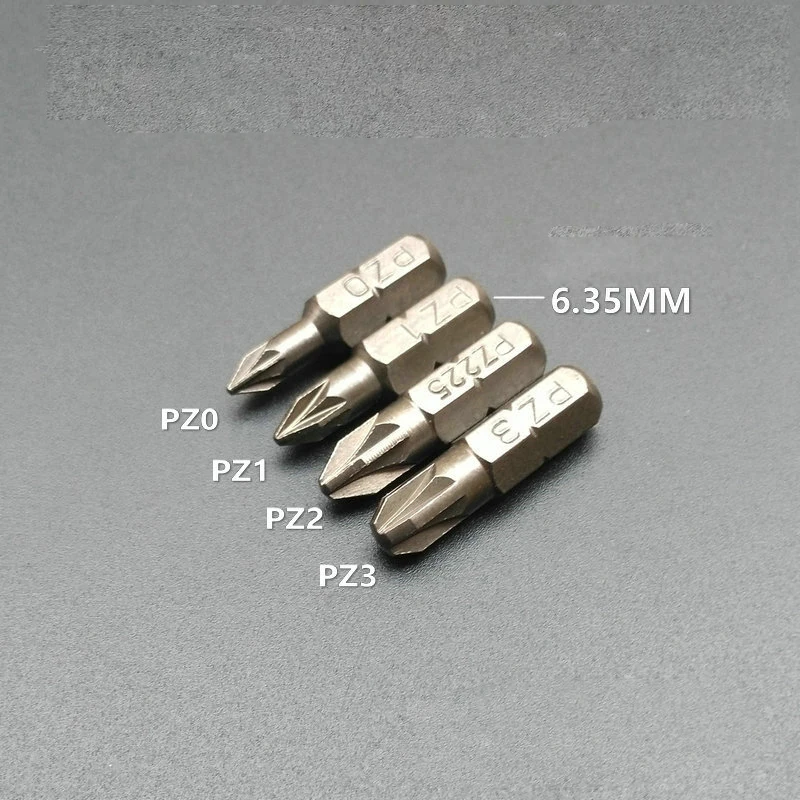 

4 шт./компл., 1/4 дюйма, длина 25 мм, PZ0 PZ1 PZ2 PZ3, отвертка S2, магнитная электрическая дрель, головка отвертки Pozidriv, инструмент для отвертки