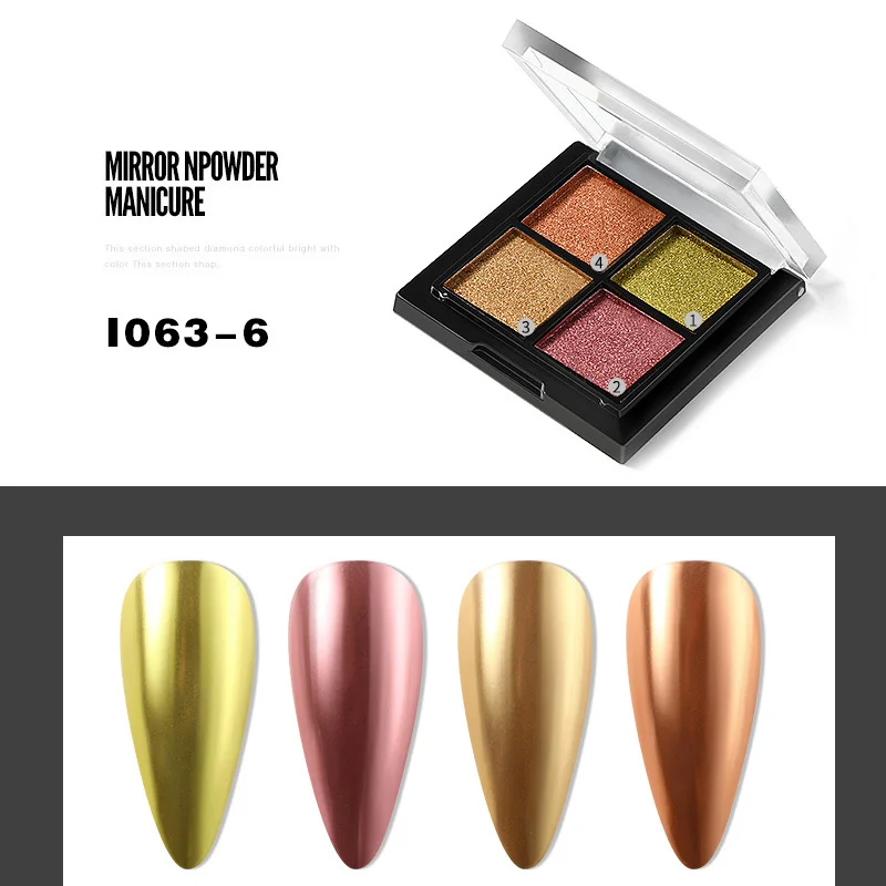 

4 Color/Box Nail Powder Super Flash Titanium Powder With Nail Glitter Chrome Dust Sparkling Flakes Pigment Manicur Nail Art