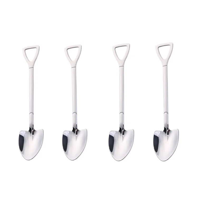 

Coffee Spoon 4PCS Cutlery Set Stainless Steel Retro Iron Shovel Ice Cream Spoon Scoop Creative tea-spoon Fashion dinnerware