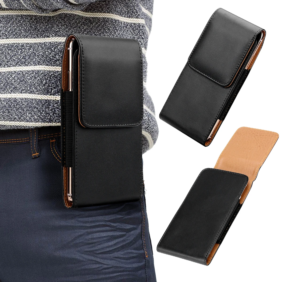 Универсальный чехол кобура для мобильного телефона Spot iPhonex кожаный с подвесным