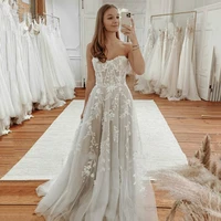 charming lace applique boho wedding dress sexy sweetheart fitted garden country bridal dresses plus size wedding gowns