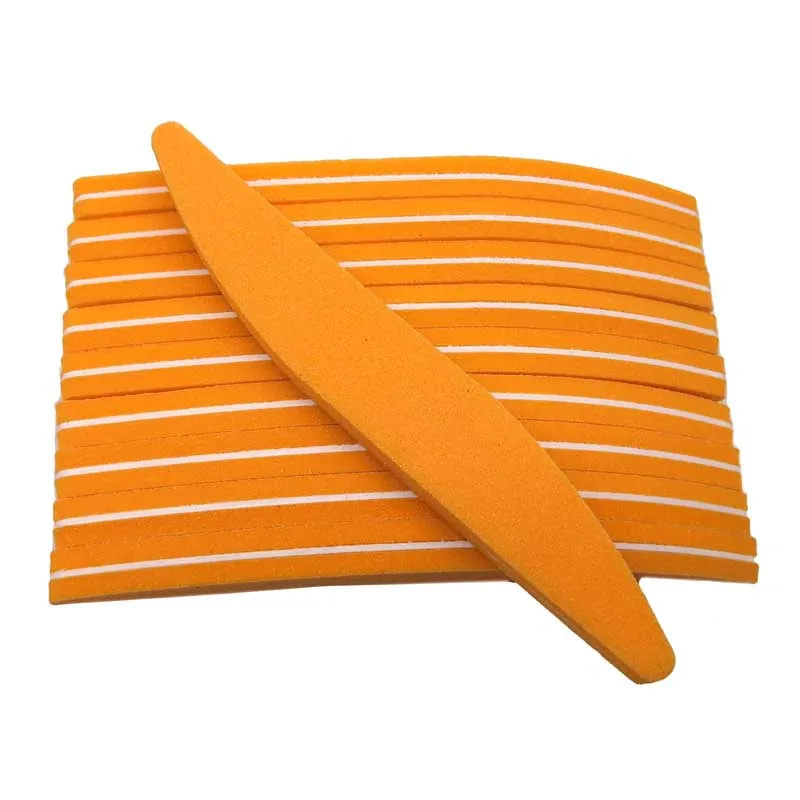 Orange 10 шт/лот смешанный цвет 100/180 пилка для ногтей полумесяц типа Pilnik Do Paznokci шлифовальная губка блок пилки для ногтей буферная полировка ногтей инструменты - Цвет: Orange