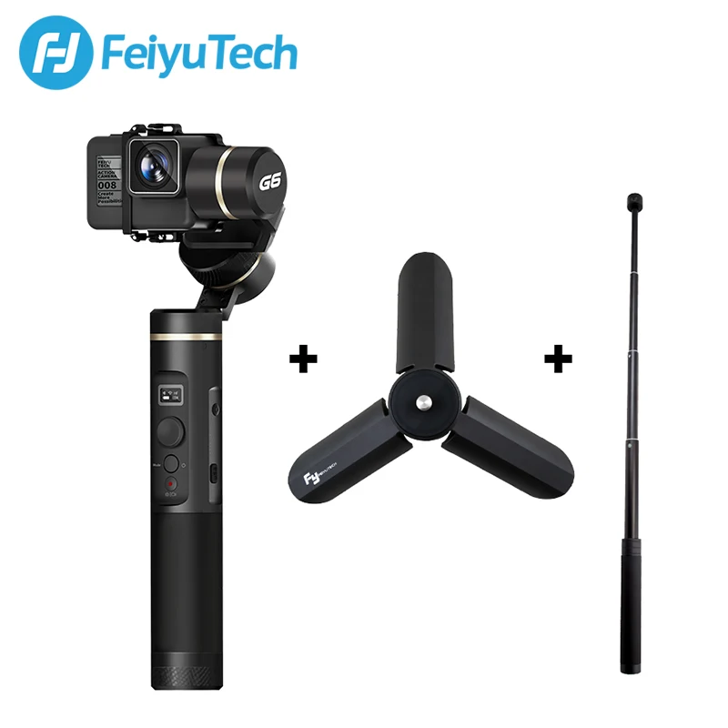 G6 with tripod pole FeiyuTech G6 брызг 3-осевой портативный монопод с шарнирным замком экшн Камера стабилизатор звонки по Bluetooth и Wi Fi пульт дистанционного управления для Gopro Hero 7 6 5 sony RX0 Feiyu - Цвет: G6 with tripod pole