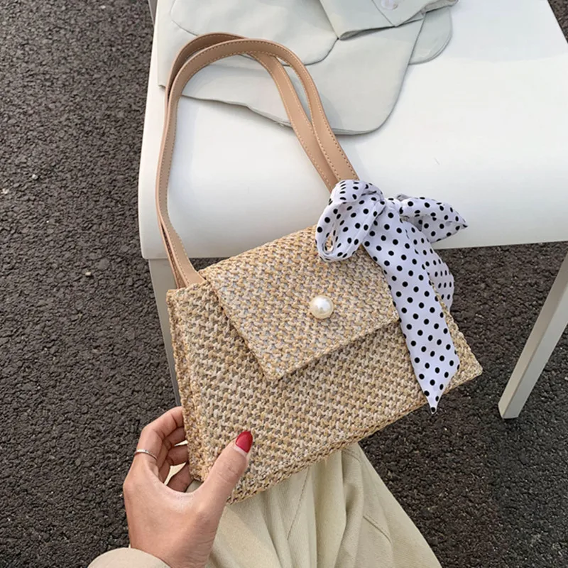 Сумка женская из соломки с клапаном летняя 2020 |