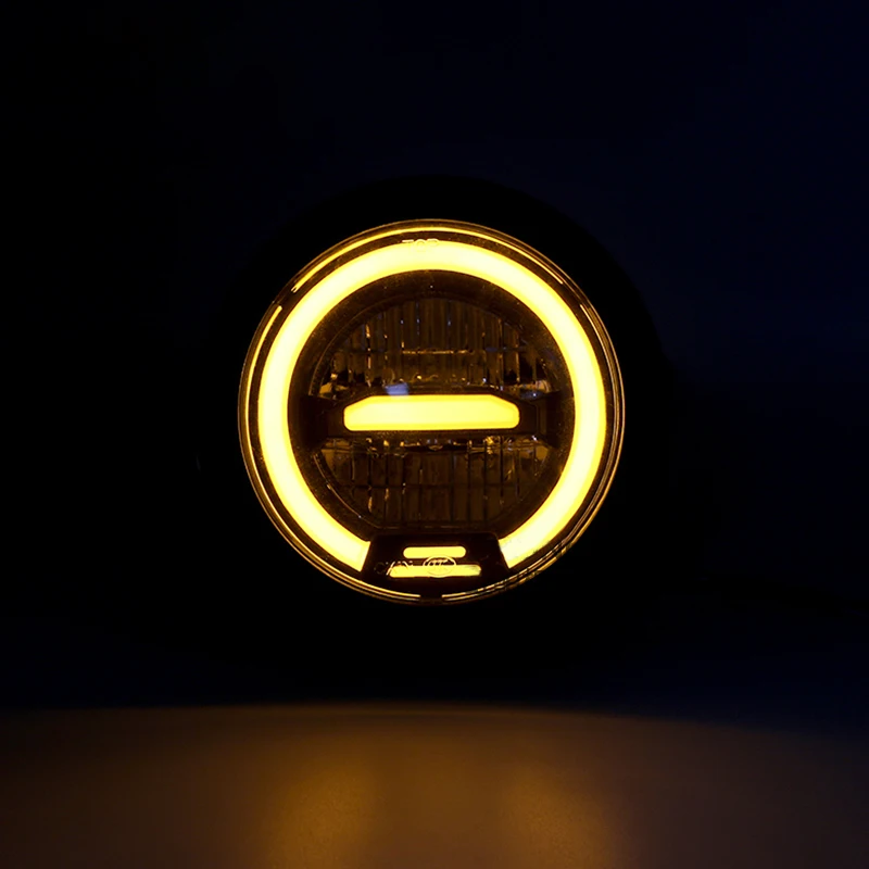 

6.5 Inch LED Motorcycle Headlight 12V Durable With Bracket Vintage Motorcycle LED Head Lamp Distance Yellow Light