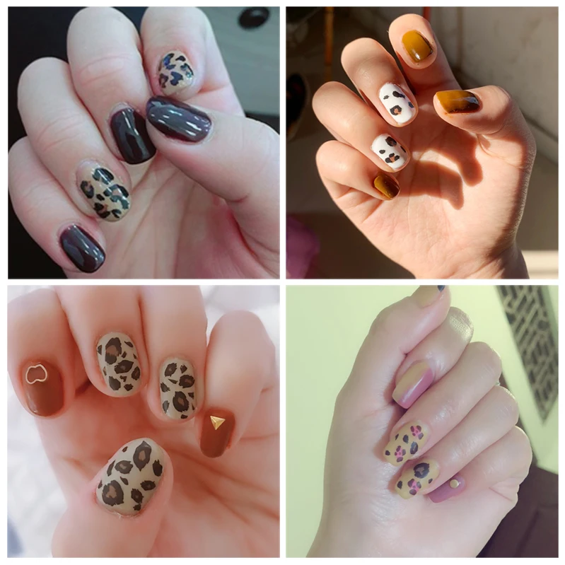 Милые леопардовые наклейки для ногтей самоклеющиеся декоративные маникюра