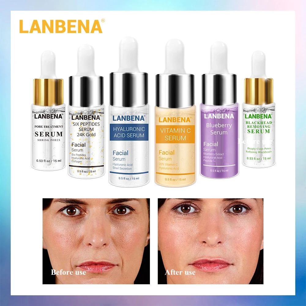 LANBENA Сыворотка для лица витамины сыворотки для лица сыворотка с гиалуроновой кислотой для ухода за кожей лица Сыворотка 24k золото Гиалуроновая кислота витамина C Витамин C сыворотка акне удаления угрей красота