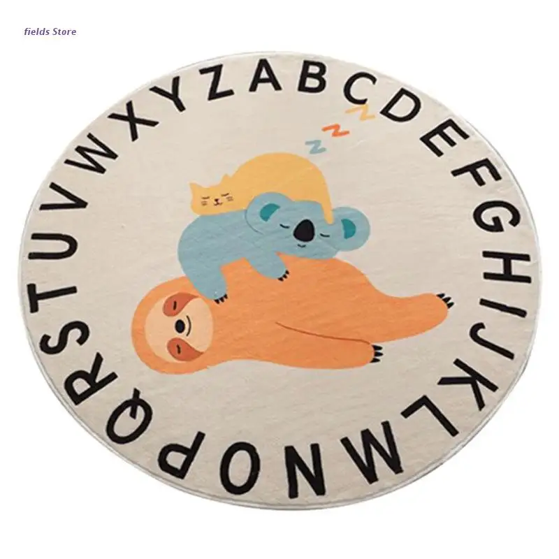

Cartoon Animal Print Baby Play Mat Crawling Carpet Kids Room Floor Rug Round Game Pad Playmat Nursery Decor Props