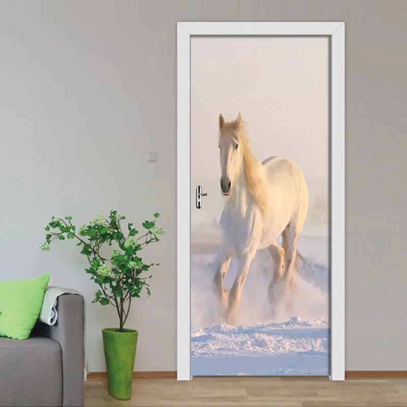 Настенная Наклейка на дверь в скандинавском стиле креативная белая фотография 3D