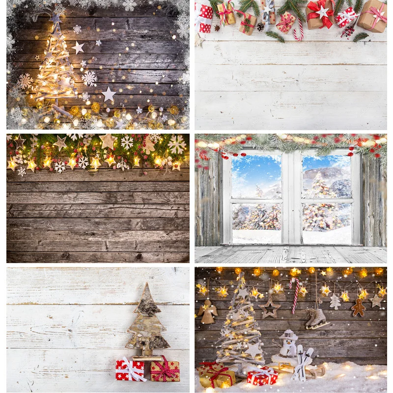 

ZHISUXI Christmas Wooden Planks Photography Background Snowman Backdrops For Photo Studio Props 211221 MMSD-04
