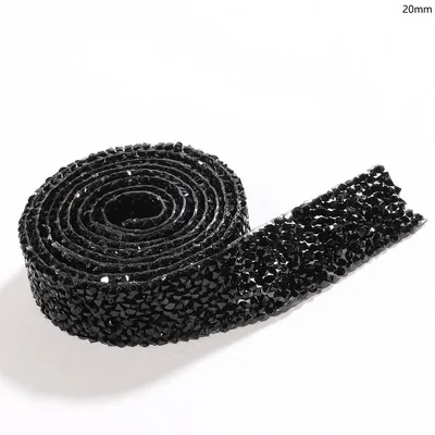 2cm-Black 1 ярд швейная отделка орнамент из кристаллов Стразы горячей фиксации горный хрусталь лента аппликатор лента со стразами железо на аппликации для платьев - Цвет: 2cm-Black