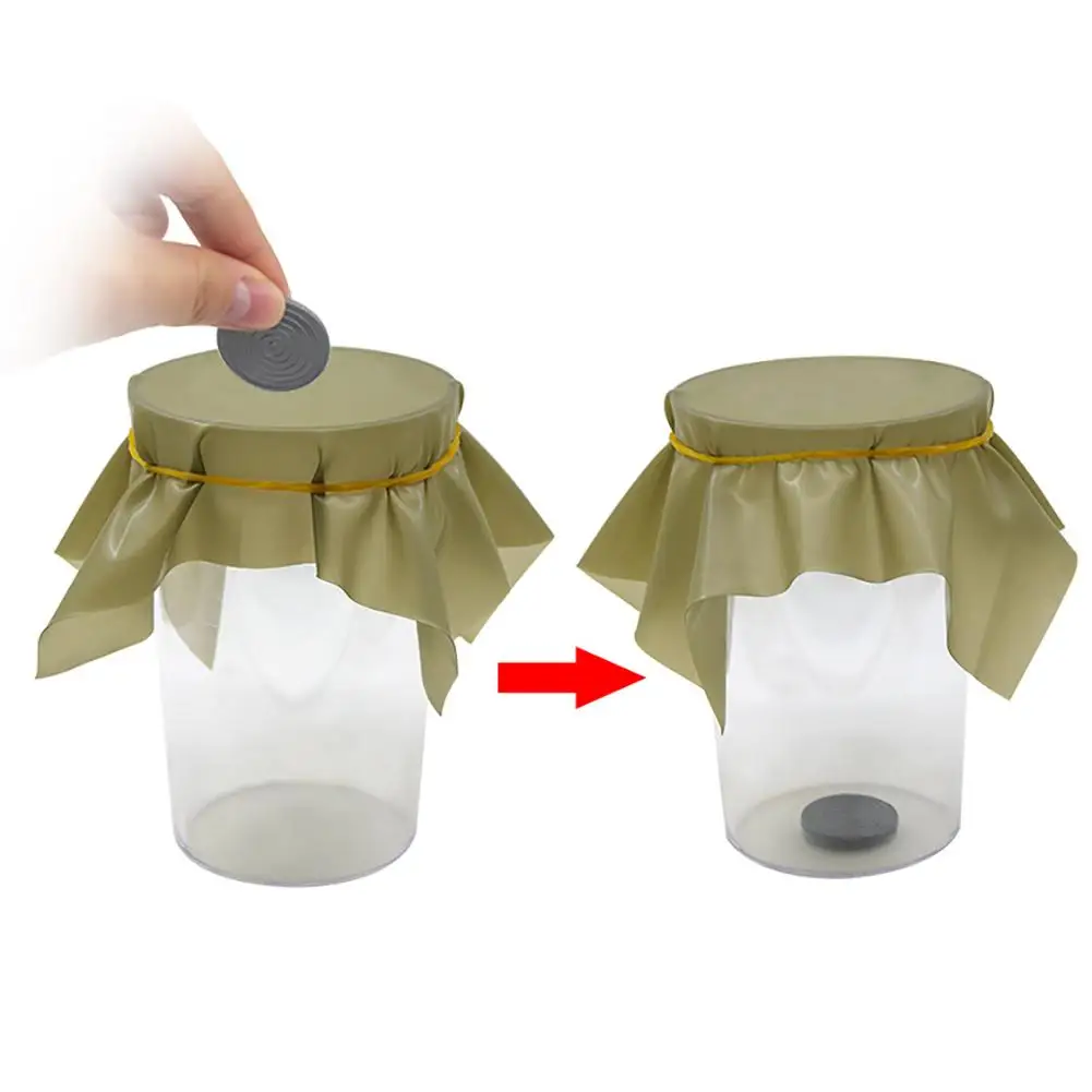 1 шт. проникающие в монеты Волшебные трюки тарелка Монета Через кружку резиновый