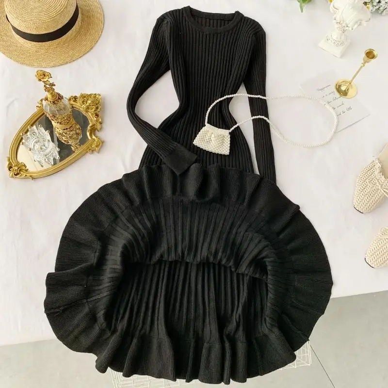 Женское длинное платье vestidos новинка 2019 осень зима тонкое ТРАПЕЦИЕВИДНОЕ