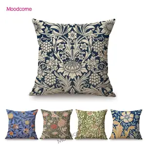 Чехол для диванной подушки, с листьями и цветочным узором, украшение для дома, изображение Уильяма Морриса бритя, льняной чехол, чехол для подушки наволочка
