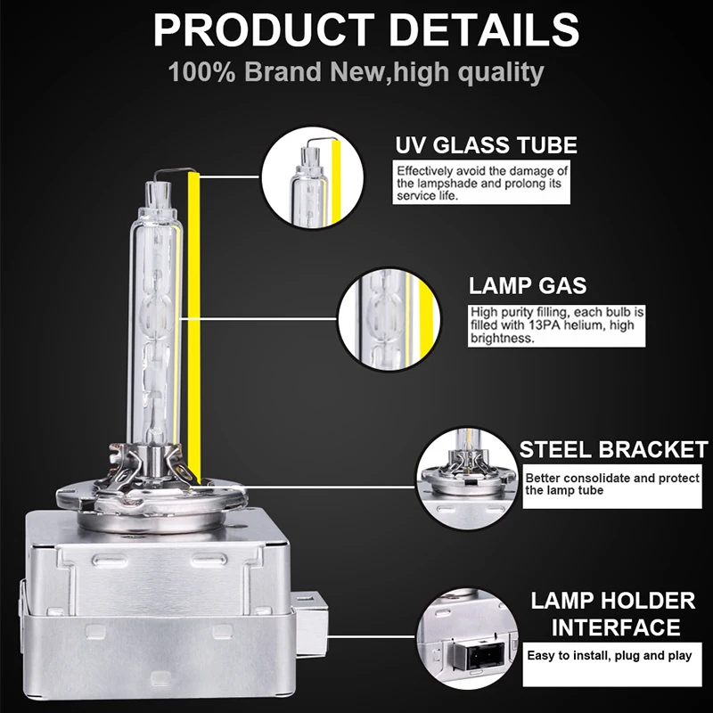 Комплект ксеноновых ламп для автомобильных фар полностью стальной балласт D1S D2S