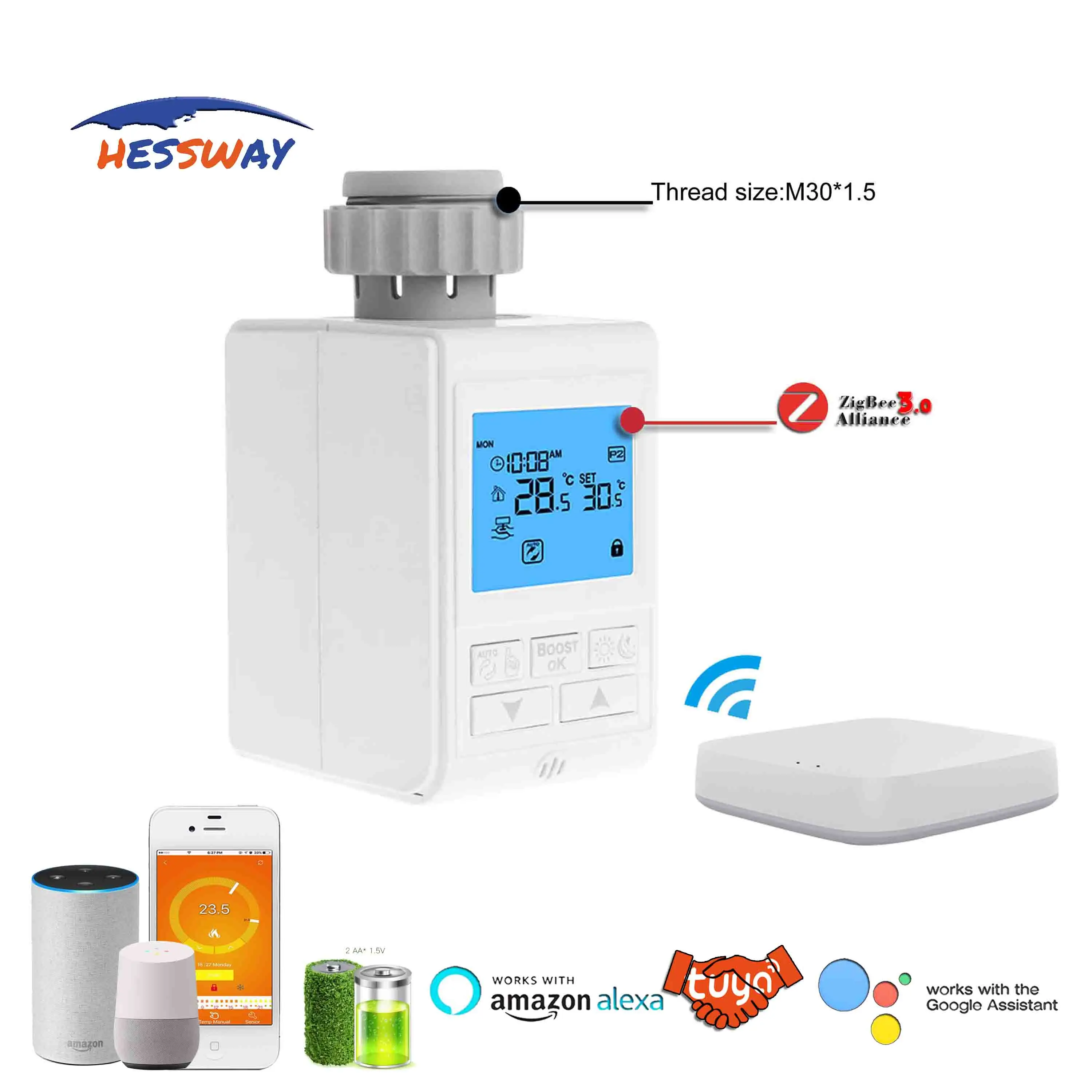 Умный клапан zigbee для подогрева пола Wi Fi TUYA home gateway термостат работает с Alexa Google