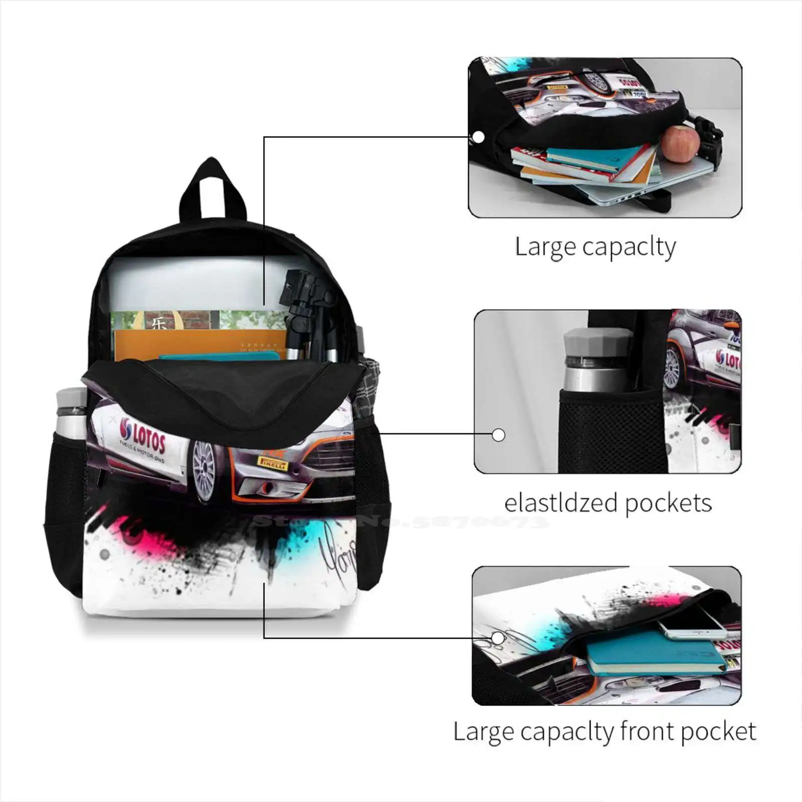 Школьная сумка Robert Kubica'S Fiesta Wrc рюкзак большой емкости для ноутбука Rs Rally Rali Wrc2 R5