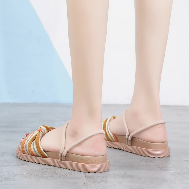 Lucyever/летние женские босоножки Босоножки на толстой плоской платформе Женская