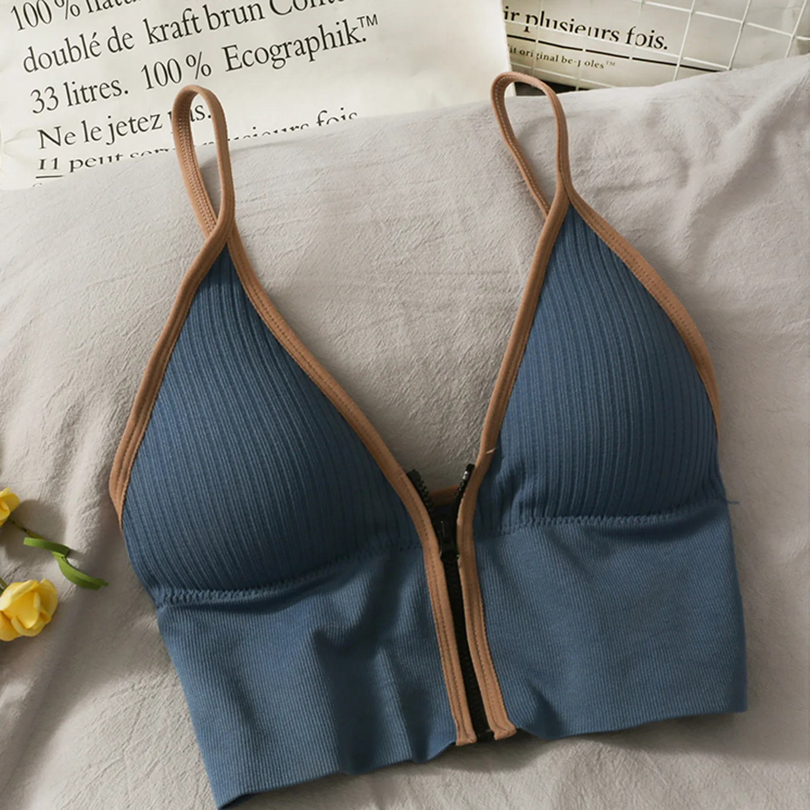 

Summer Striped Crop Tops Sexy Spaghetti Strap Slim Tank Top Women Built In Bra Off Shoulder Sleeveless Versatile Camisole Ins