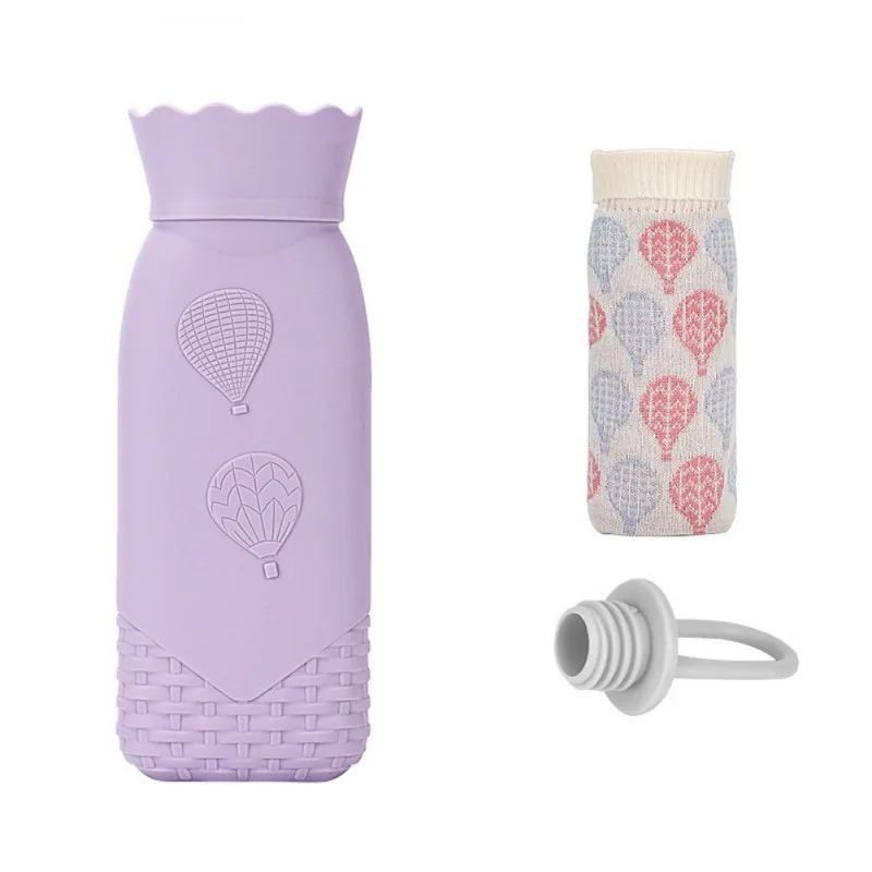 

Mini Explosion-proof Portable Hot Water Bags with Knitted Silicone Hot Water Bottle Warm Belly Treasure Hand Warmer