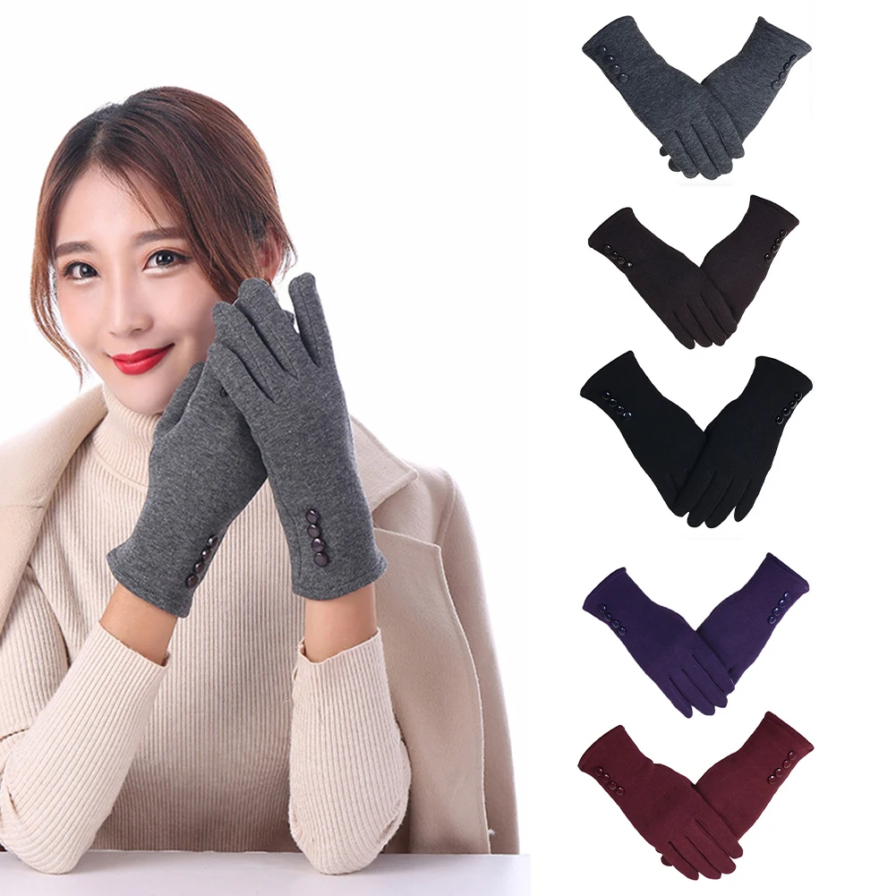 Теплые перчатки с четырьмя кнопками для сенсорного экрана не пуховой материал