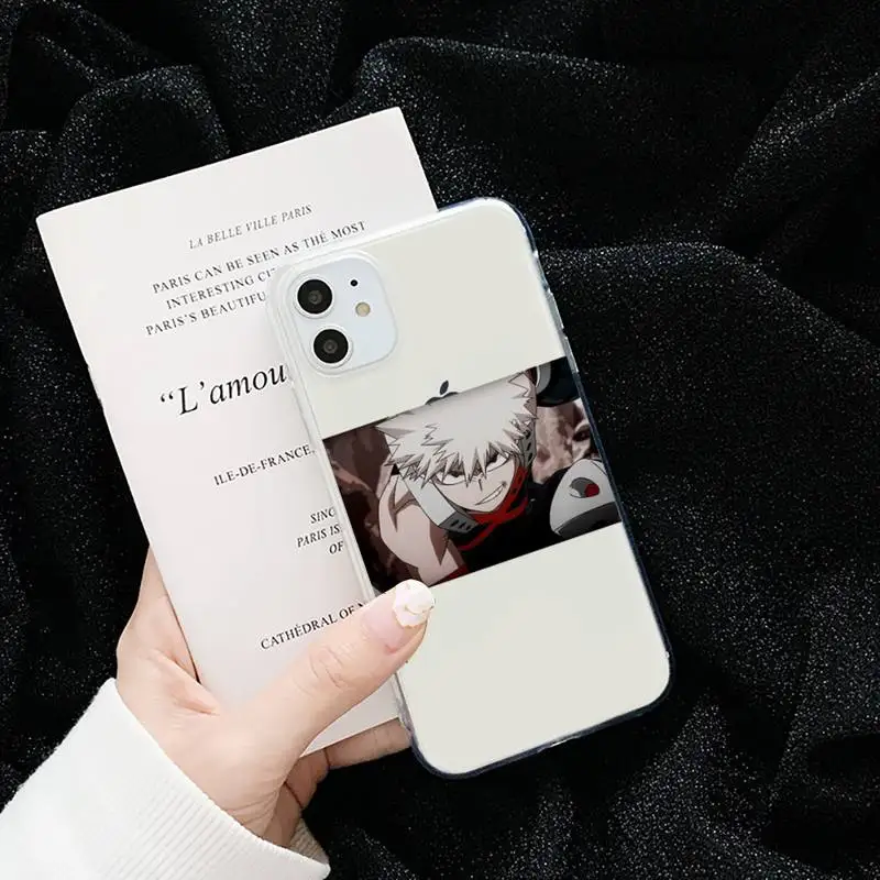 

Japanese Anime Art My Hero Academia Phone Case Transparent for iPhone 6 7 8 11 12 s mini pro X XS XR MAX Plus cover funda shell