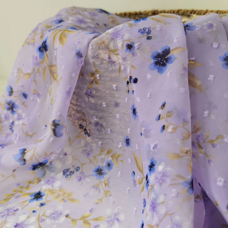 

Новая летняя французская нежная фиолетовая шифоновая ткань шириной 145 см, платье-рубашка