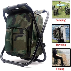 3 in 1 cooler backpack foldable fishing chair portable backpack chair with fabric cooler bag soft sided cooler chair for camping free global shipping