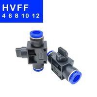 100pcs high quality hvff4681012 4681012mm pneumatic air 2 way quick fittings push connector tube hose plastic