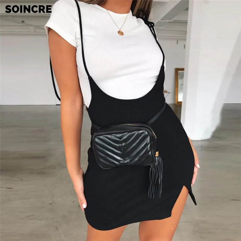 

2021 Spring New Casual Women's Outer Solid Color Pencil Skirt Package Hip Slim Halter Straps Take The Harness Dress Sexy Slit