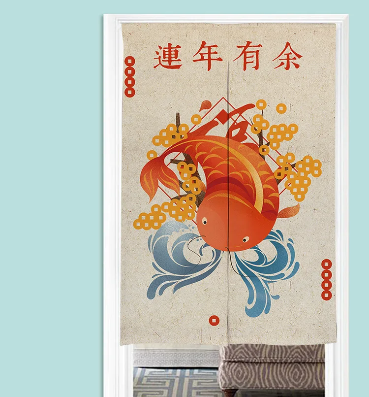 

Chinese Style Door Curtain Partition Curtain Bedroom Hanging Curtain Kitchen Bathroom Half Curtain Feng Shui Curtain