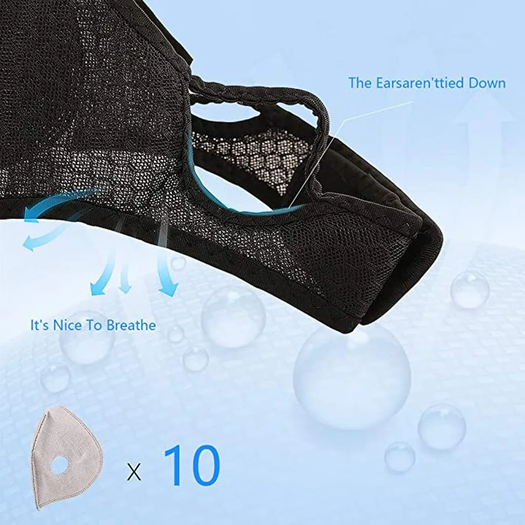 Sport Facemask With Filters Exhaust Valves Nose Clip Half Face Masks Washable Reusable Respirator Mask Facemasks | Спорт и