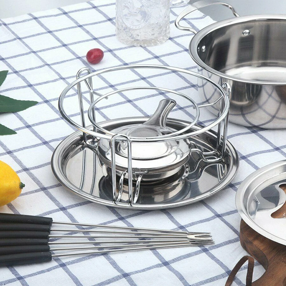 

11-piece Set Stainless Steel Cheese Ice Cream Chocolate Hot Pot Melting Pot Fondue Set Kitchen Accessories