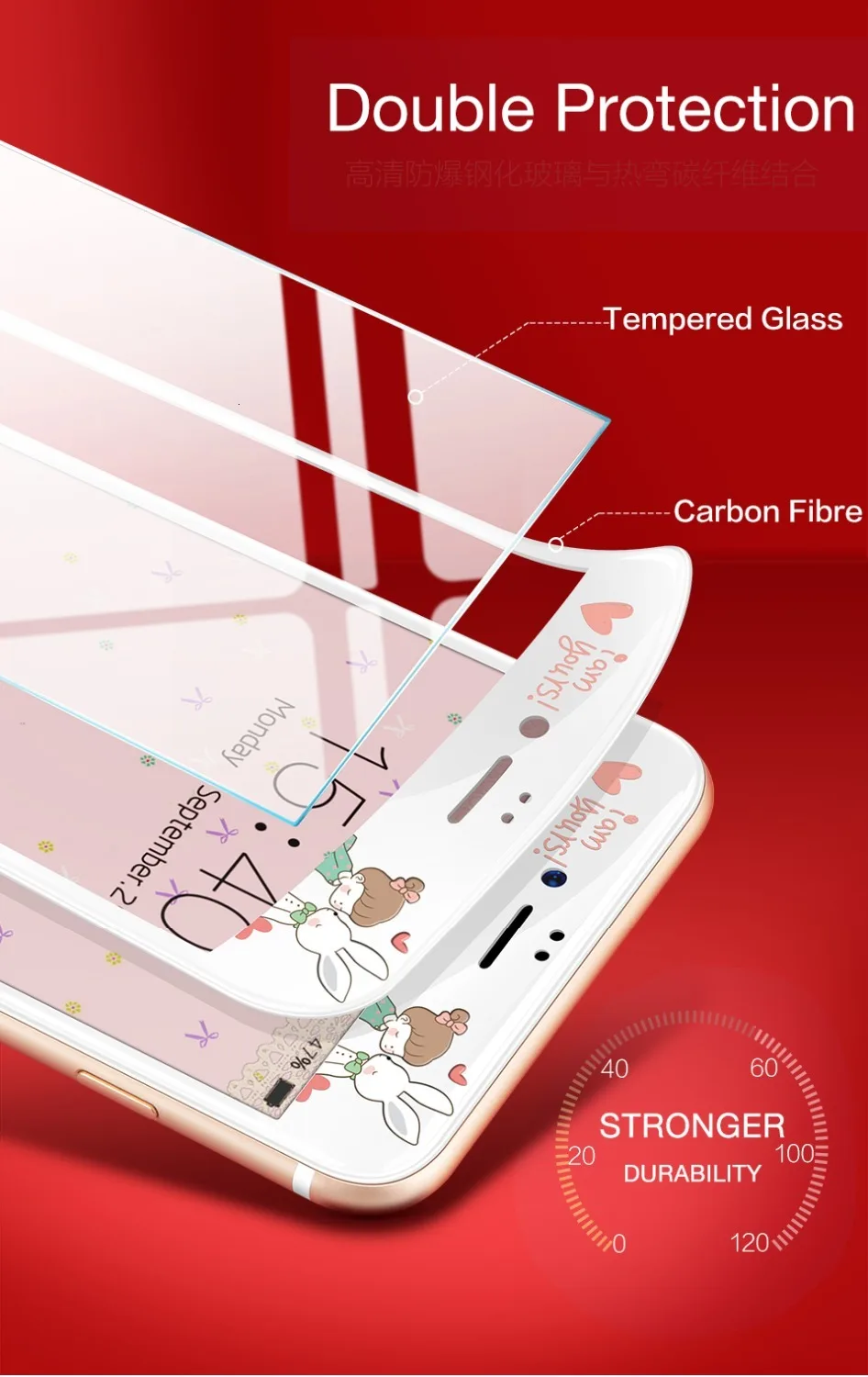 Милый мультфильм закаленное стекло для iPhone 7 8 Защитная пленка для экрана для iPhone 7 8 Plus Защитная пленка для экрана 3D мягкая твердость края