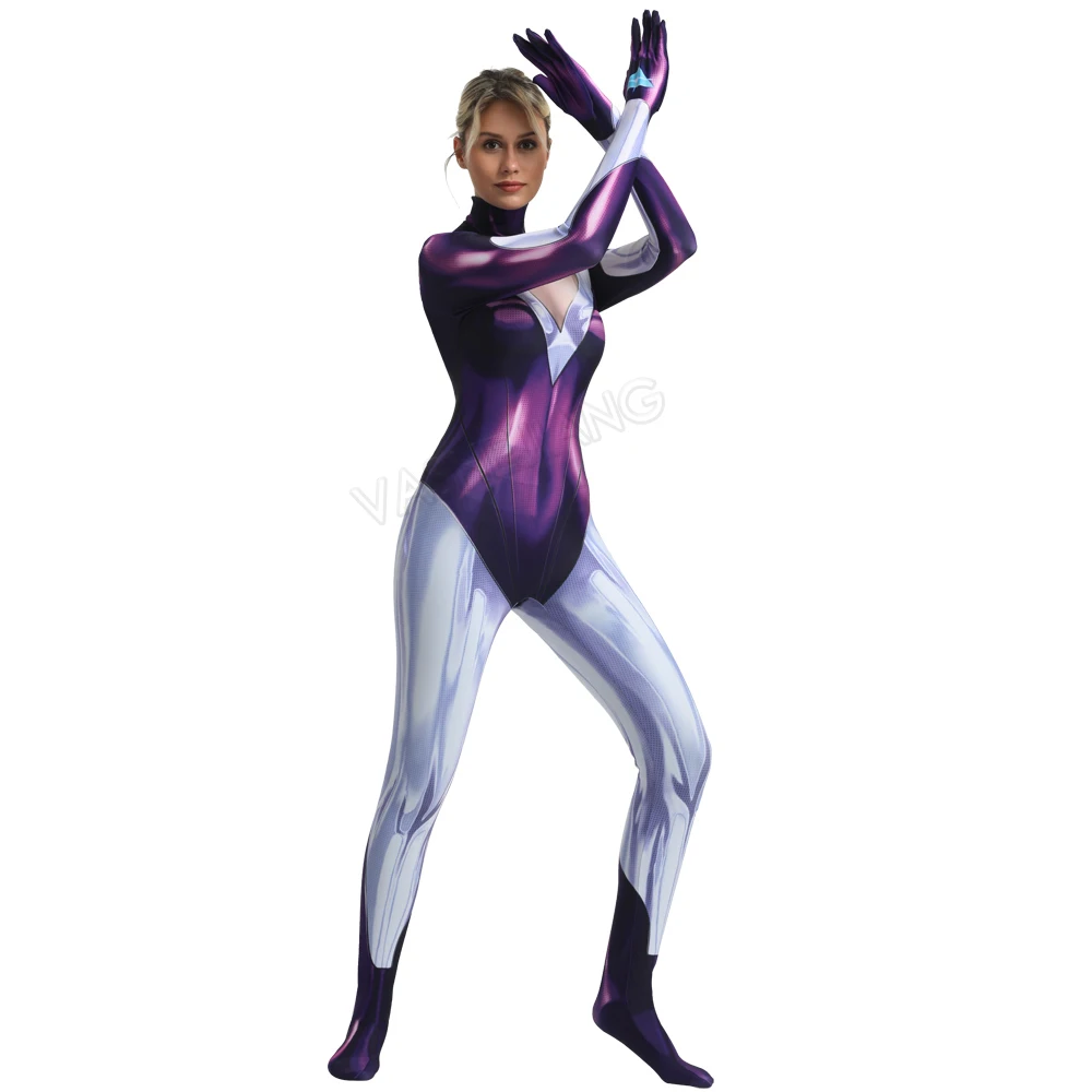Женщины zentai DJ SONA Маскарадные Костюмы супергероев женские спандекс печатных DJ SONA Комбинезоны Боди Косплей Костюм на заказ