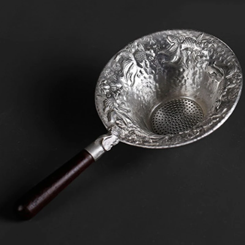 

Wooden Handle Pure Tin Tea Leaking Tea Strainer Creative Separation Tea Strainer Tea Set Accessories Office