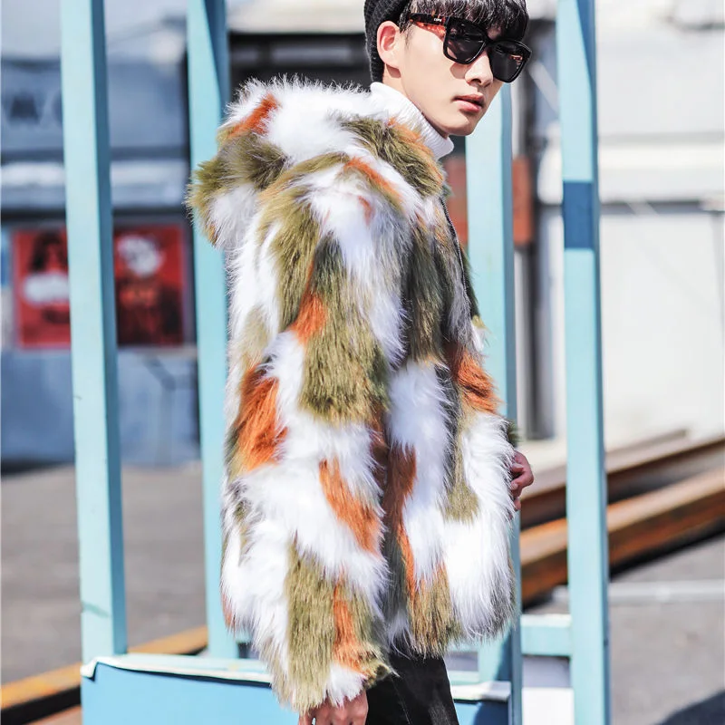 Куртка мужская зимняя из искусственного меха норки с капюшоном|Мужские парки| |