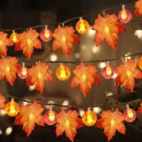 pheila led autumn style string light fairy maple leaf pumpkin lamp string battery operated for outdoor garden parties decoration