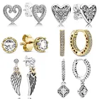 Женские серьги-кольца из серебра 925 пробы, с золотым блеском