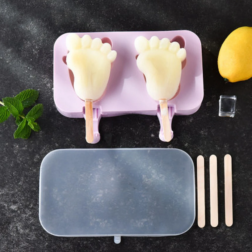 

1pc Kitchen Mould DIY Homemade Popsicle Model Cute Cartoon Ice Cream Silicone Popsicle Mold Reusable Food Grade Ice Cream Mold