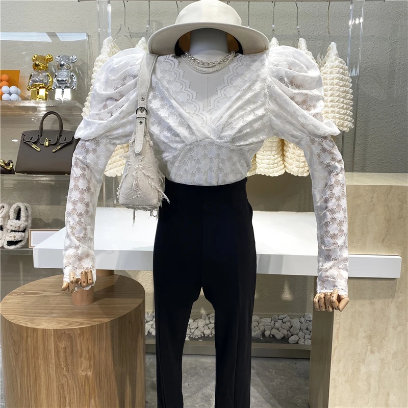 

Кружевная рубашка с V-образным вырезом, оригинальный дизайн, 2021