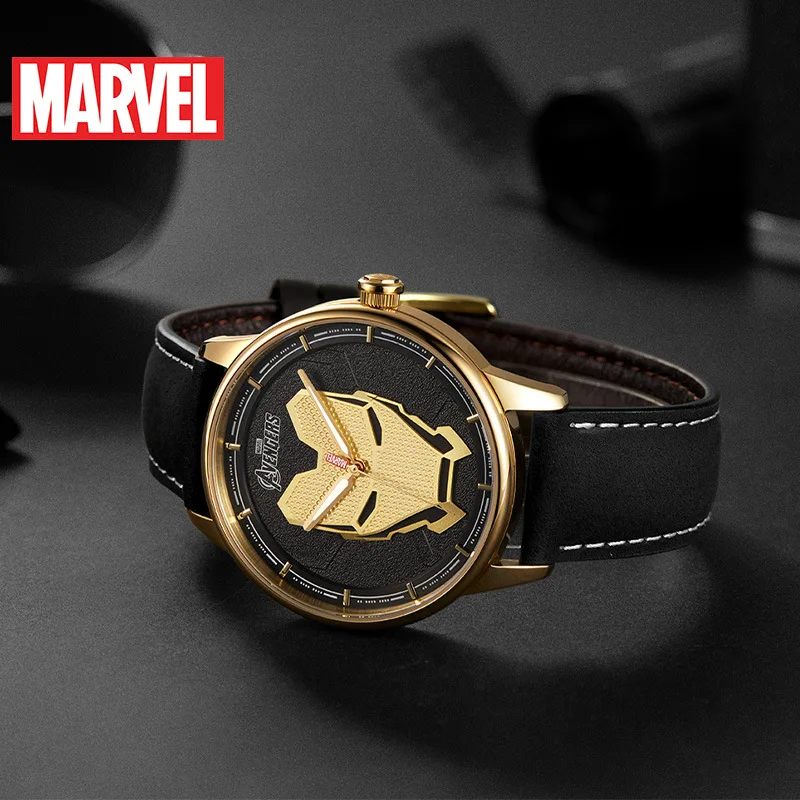 Часы MARVEL для мужчин Роскошные Диснея бренд кварц кожа Железный человек мужские s часы сапфир кристалл повседневные спортивные мужские часы