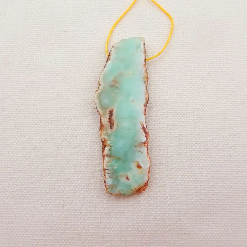 Nugget Chrysoprase Gemstone Pendant Bead ,Natural Stone Jewelry, 65x19x7mm, 18g