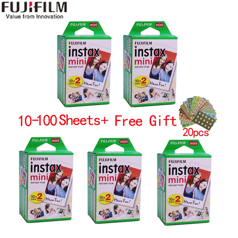 10/20/40/60/80/100 sheets Fujifilm mini 11 9 3 Inch white Edge films for Instant Camera mini 8 7s 25 50s 90 Photo paper
