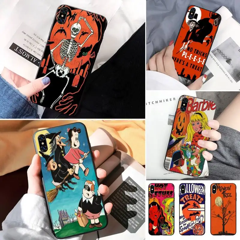 Счастливого Хэллоуина Черный Мягкий чехол для телефона из ТПУ Iphone XS 11 11Pro 5 5s SE 6 6s