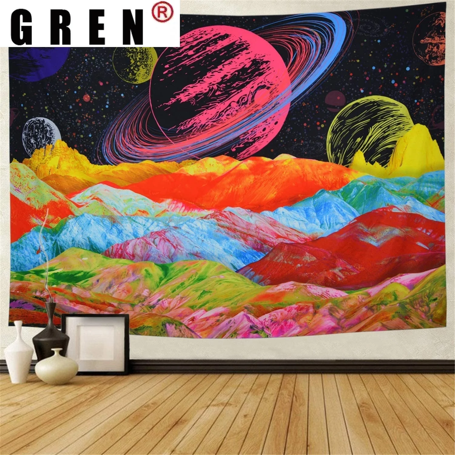 

Великолепный гобелен, Настенная ткань с изображением планеты и гор, настенное полотенце, пляжное одеяло, спальни, домашний декор